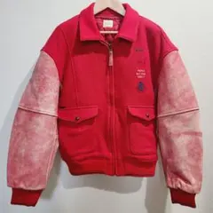 【美品】パパス　メルトンウールスタジャン　90's　ヴィンテージ　レザー　ロゴ