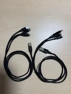 USBケーブル 3in1黒 ナイロン編み　2本セット