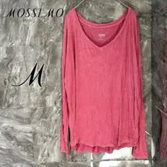 1987創業 MOSSIMO 【M】鮮やか ピンク Vネック 長袖 Tシャツ
