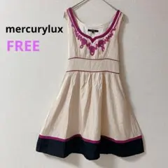 【mercurylux】ノースリーブワンピース　刺繍　バイカラー　ドレスのサムネイル