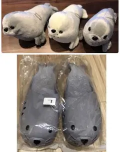 新品・未使用！　あざらし　ビッグぬいぐるみキーホルダー　&　サンダル　4点セット