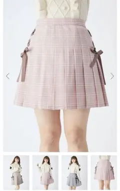 Ank Rouge チェック柄 ミニスカート リボン