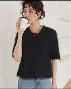 ニット セーター ハーフスリーブシャギーニットトップスのサムネイル