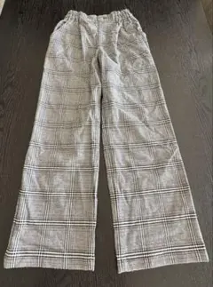 グレー系チェック柄 ワイドパンツ