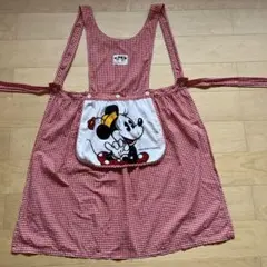 ディズニー　ミニー　ギンガムチェック　エプロン　赤　ミニーマウス