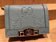GUCCI 二つ折り財布 バンブー GGマーモント ネイビー - メルカリ