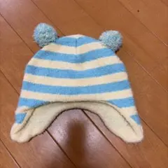 ベビー用 ボーダー柄 耳付きニット帽