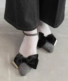 ピナコ様専用 RANDA ベロアリボンストラップパンプス