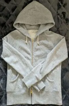 裏起毛グレーダブル フルジップ フード付きパーカー　スウェット