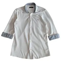 【専用】バーバリーブラックレーベル シャツ ホワイト ボーダー ホースロゴ刺繍