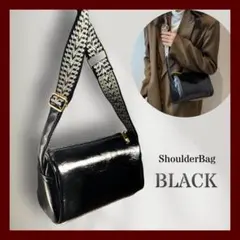 織り柄ショルダー ブラック 軽量 斜めがけ バッグ おしゃれ BLACK