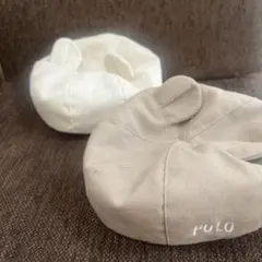 ベビー帽子　ベレー帽　くま　双子　2点セット