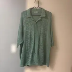 GU 透かし編み カーディガン L 緑