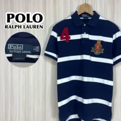 ☆希少☆ポロバイラルフローレン 半袖ラガー L 太ボーダー 刺繍ロゴ ゼッケン