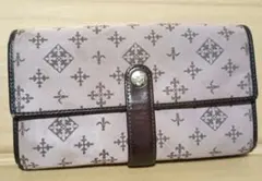 ラシット☆二つ折り長財布 フラップ ボルドーブラウン パープル カード収納◎