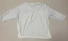 GLACIER ホワイトストライプ 五分袖シャツ L