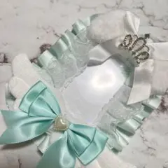 B8 ミントグリーン白猫耳 トレカケースデコ レースデコ 推し活 硬質ケースデコ