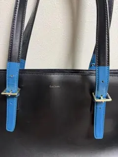 Paul Smith 黒と青のレザートートバッグ