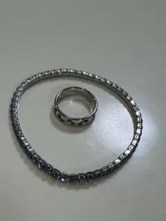 ラインストーン ブレスレット リング セット