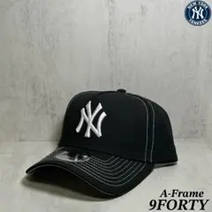 【海外限定モデル】 ヤンキース 9FORTY ステッチ ブラック キャップ ①