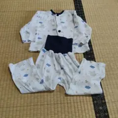 Baby's 95cm ベビーパジャマ 動物柄　古着　ボタン薄手パジャマ腹巻付き