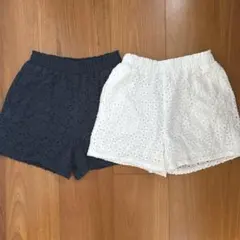 GU レースショートパンツ 2枚セット ホワイト　ネイビー　140cm