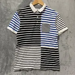 【L1697】 graniph ボーダーポロシャツ サイズM ブラックのサムネイル