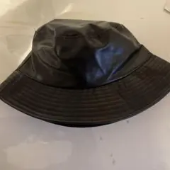 バケットハット レザー ブラック