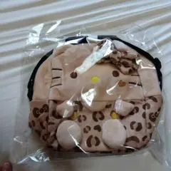 日焼けキティ　保冷バッグ　ヒョウ柄　マルチバック　ベージュ