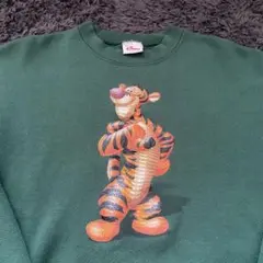 【Disney】90's ティガー プリント スウェット M グリーンのサムネイル