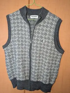 Black & White メンズベスト L グレー系 犬刺繍