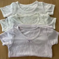 西松屋　花柄　メッシュ素材　半袖肌着　3枚セット　100cm