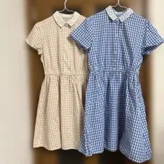 earth music&ecology チェック柄レース襟半袖ワンピース セット