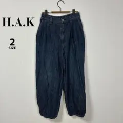 H.A.K ソフトタッチ デニム パラシュート パンツ　ハク サイズ2のサムネイル