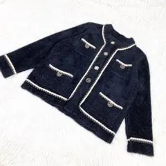 ヴィンテージカーディガン　ラメ加工　古着　ブラック　素材品質タグなし