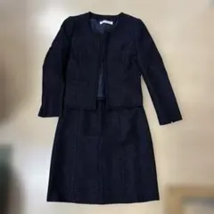 紺色ツイードスーツ　9号　入学式・卒業式　上品