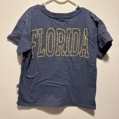 130 綿100 トップス　Tシャツ　半袖　ロゴ　バックプリント　ブルー　グレー