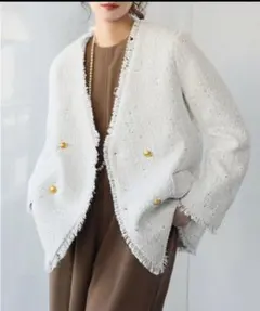 美品【ELFRANK】ツイードダブルジャケット オーバーサイズ フォーマル