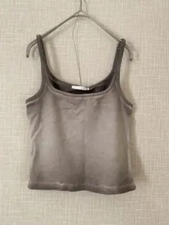 ZARA キャミソール L ブラウン クロップド丈リブ編みTシャツ