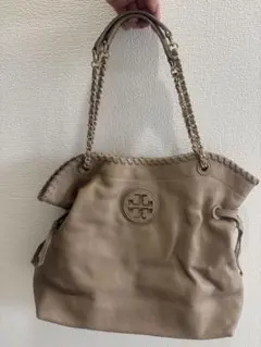 Tory Burch ベージュ レザー トートバッグ