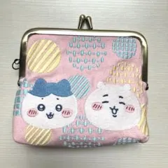 ちいかわ がま口ポーチ　ハチワレ　ピンク　刺繍