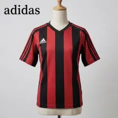アディダス 赤黒縦縞 サッカーユニフォーム 150 日本製　CLIMA 練習着