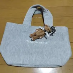 美品　タリーズコーヒー　ミニトートバック　ベアぬいぐるみキーホルダー付きクマ