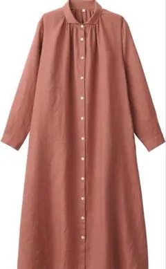 無印良品　リネン　洗いざらし長袖シャツワンピース