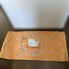 ハローキティ バスタオル オレンジ ハイビスカス柄