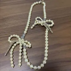 H.P.FRANCEエレガントパールリボンネックレス