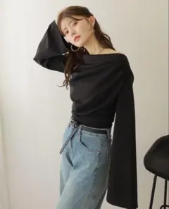 LAULEN drape flare wide sleeve tops トップス