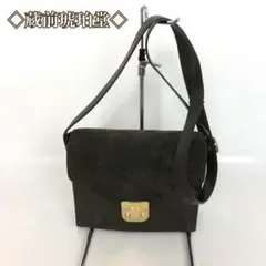 ESCADA レザー コーデュロイ スエード フラップ ショルダーバッグ