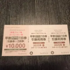 かぐらスキー場　早割利用券 2回分 ¥12000 かぐらスキー場 早割利用券 2回分 ¥12000 2025年最新】苗場スキー