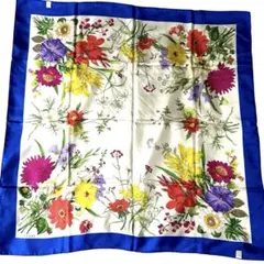 Gucci】スカーフ 大判 総柄 花 虫 シルク ホワイト ブルー - メルカリ